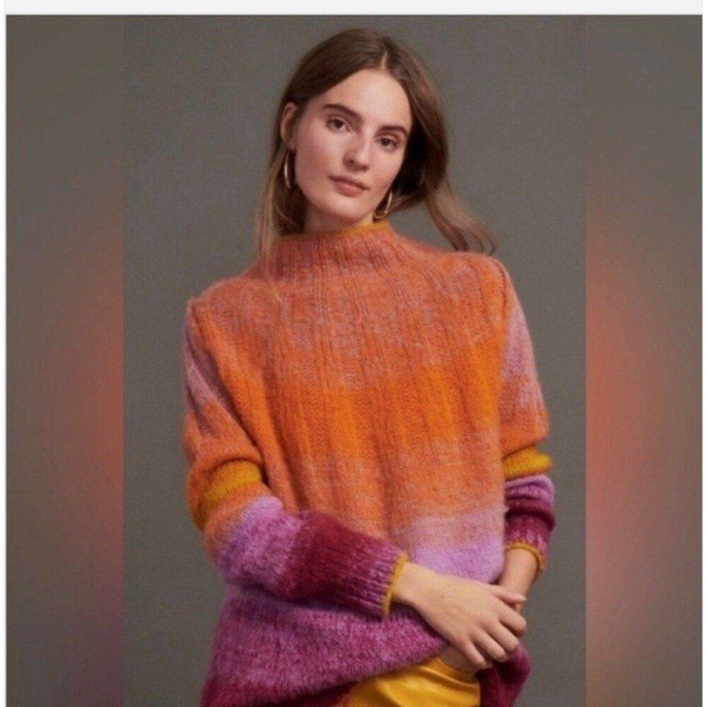 Anthropologie Peri Ombre Wool Blend Sweater Oversized Chunky Sz S